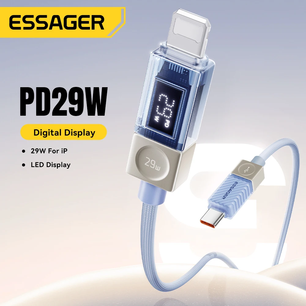 Essager USB Cケーブル iPhone 14 13 12 11 Pro Max Xs対応 デジタルディスプレイ付き PD 29W急速充電 タイプC to Lightning データケーブル