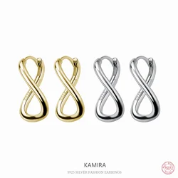 KAMIRA Real 925 Sterling Silver Simple Unique Twist Hoop 8 Earrings for Women Elegant Wedding Party Charms Jewelry Gift 2023 New