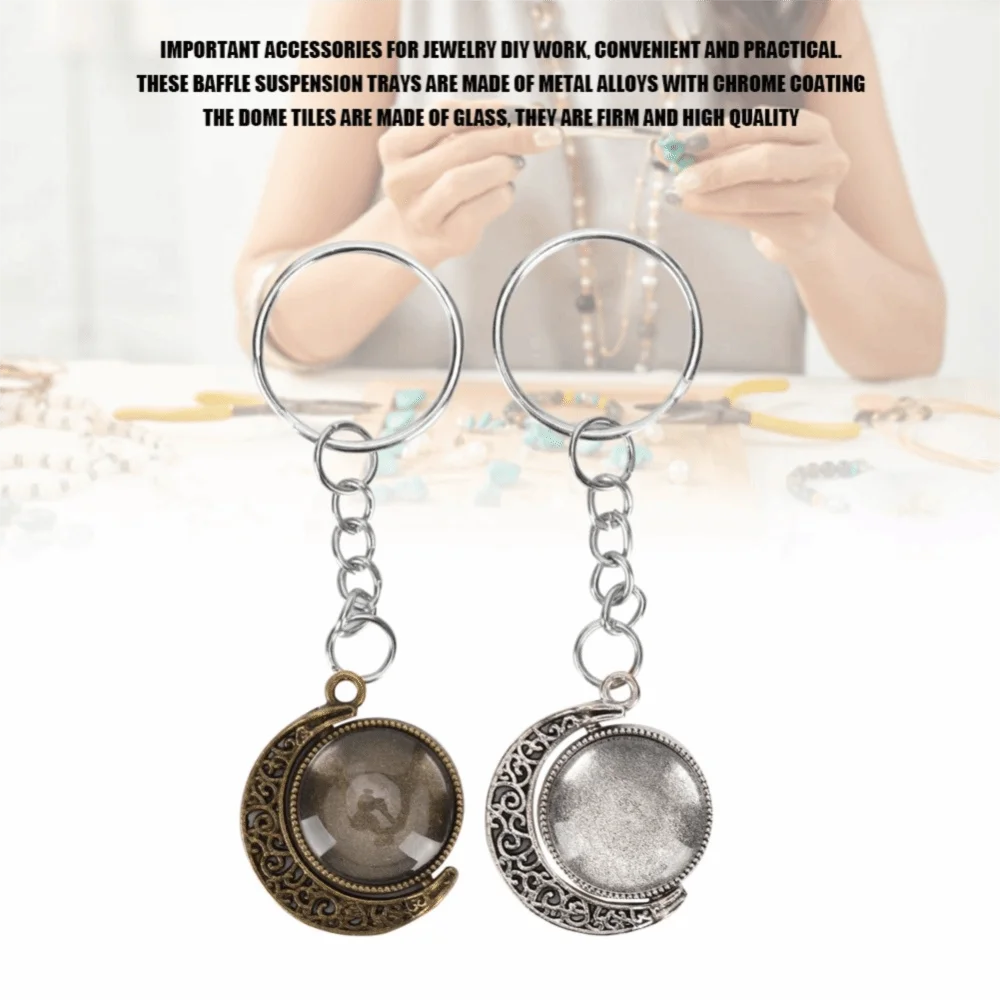 

48 шт. универсальных круглых подставок для кулонов, металлические + стеклянные основы для кабошонов, аксессуары для изготовления ювелирных изделий из смолы, для рукоделия