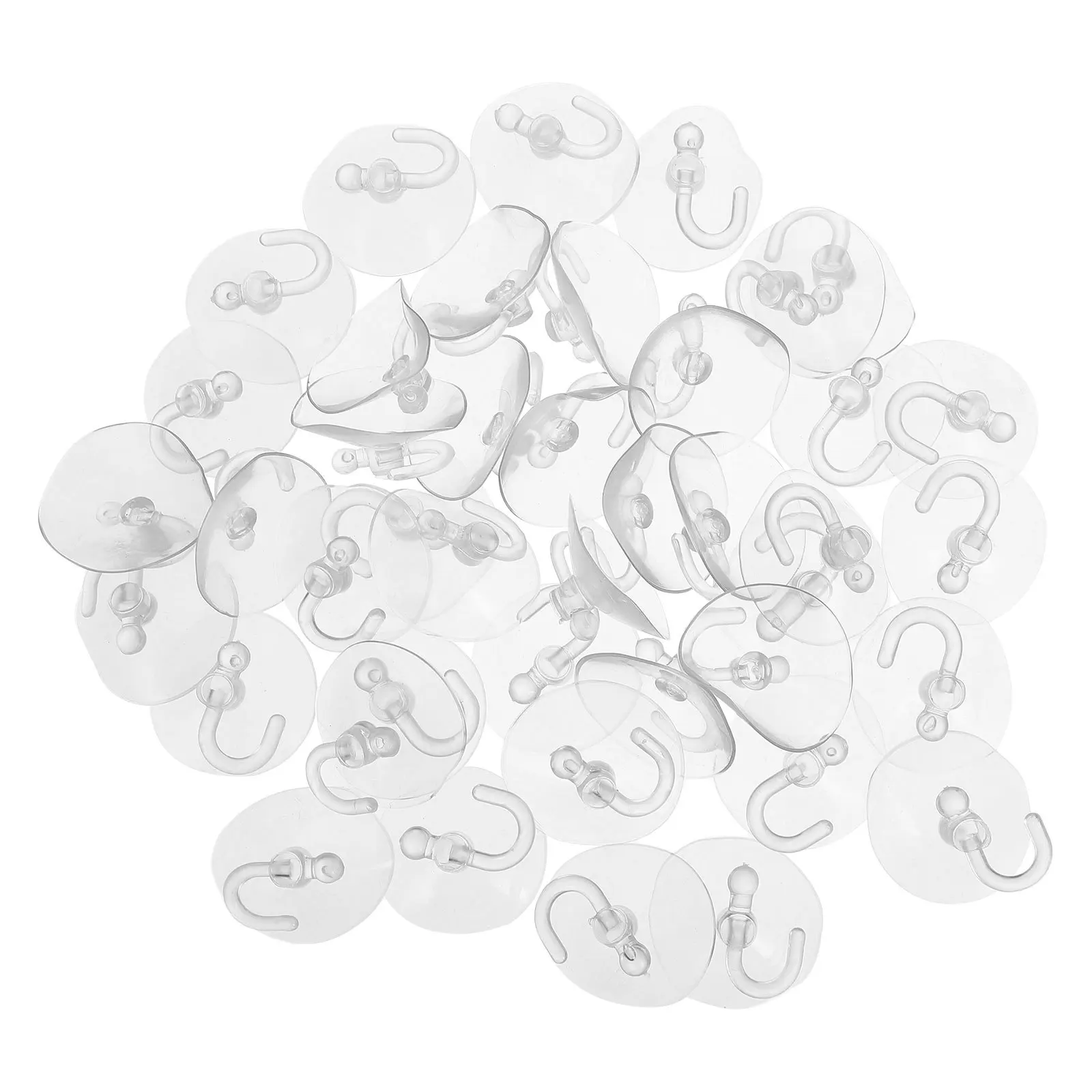 

40Pcs Clear Suction Cup Hooks Transparent Bathroom Kitchen Window Wall Hanging Removable Strong Suction Hanger