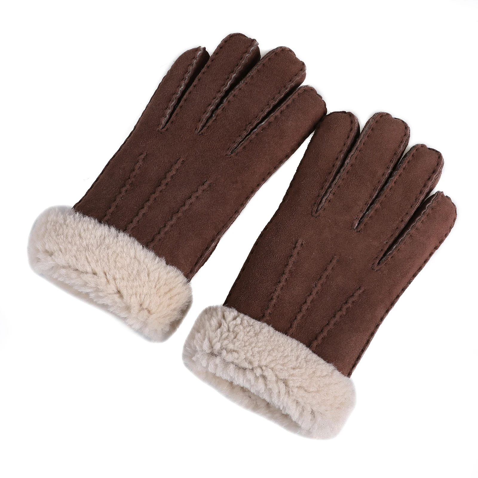 BOONJOVIA Unisex Winter Genuine Shearling Wool Gloves Cold Weather Leather Glove Handmade Thick Soft Warm