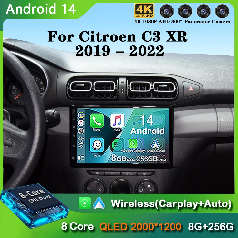 

Автомагнитола 2DIN для Citroen C3 XR 2019 2020 2021 2022, Android 14, мультимедийный плеер с навигацией, стерео, Wi-Fi + 4G