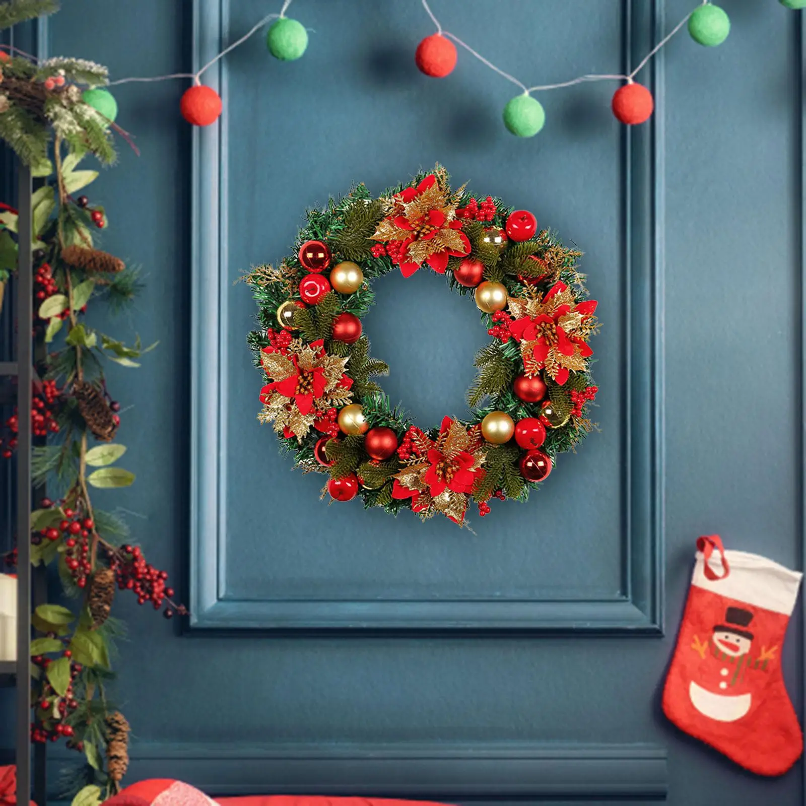 Christmas Wreath for Front Door Christmas Ball Ornaments for Festival