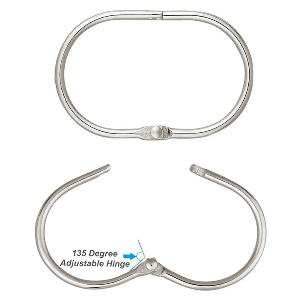 12pcs Iron Shower Curtain Hooks Rings Oval Open Shower Curtain Hangers Smooth Rust Proof Gliding Hooks