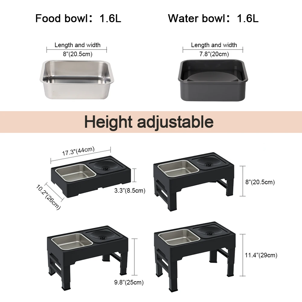 Imagem -05 - Dog Elevated Food Water Feeder Dogs Folding Water Dispenser Altura Ajustável Double Bowls para Cães Gatos Alimentador Beber em 1