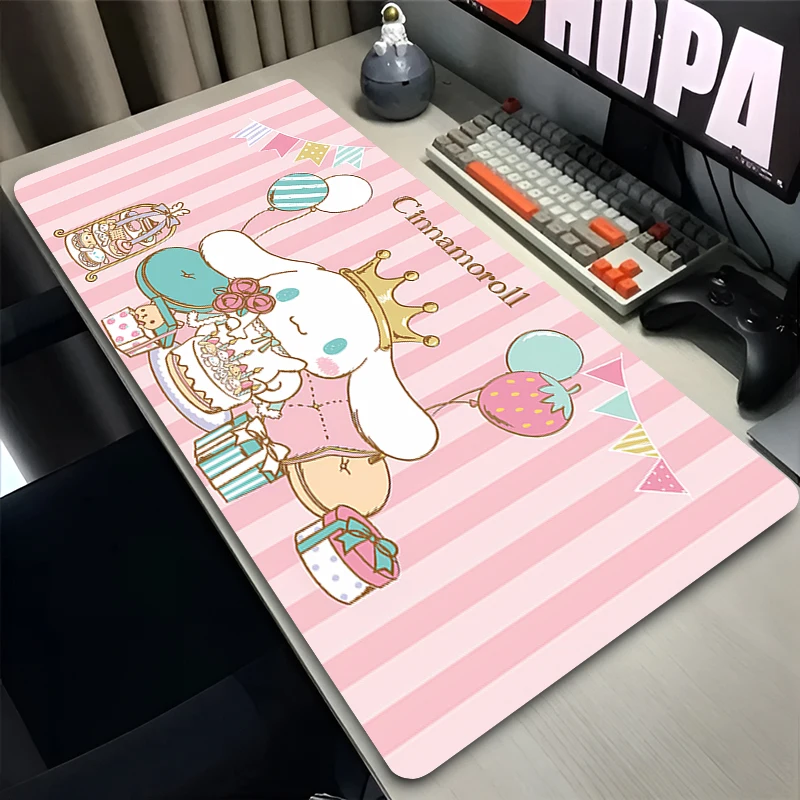 Mouse Pad Computer Gaming Accessories Kawaii Mousepad Rubber Cute Extended Desk Mat Laptop Gamer HD C-cinnamoroll Keyboard Pad