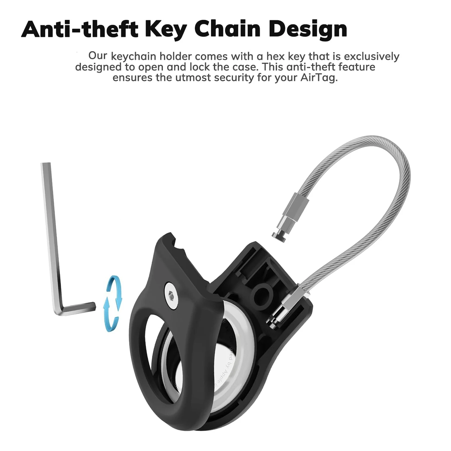 Keychain Holder for Air Tag Lock Case with Wire Cable for Apple AirTags, Protective Case with Keyring for Luggage