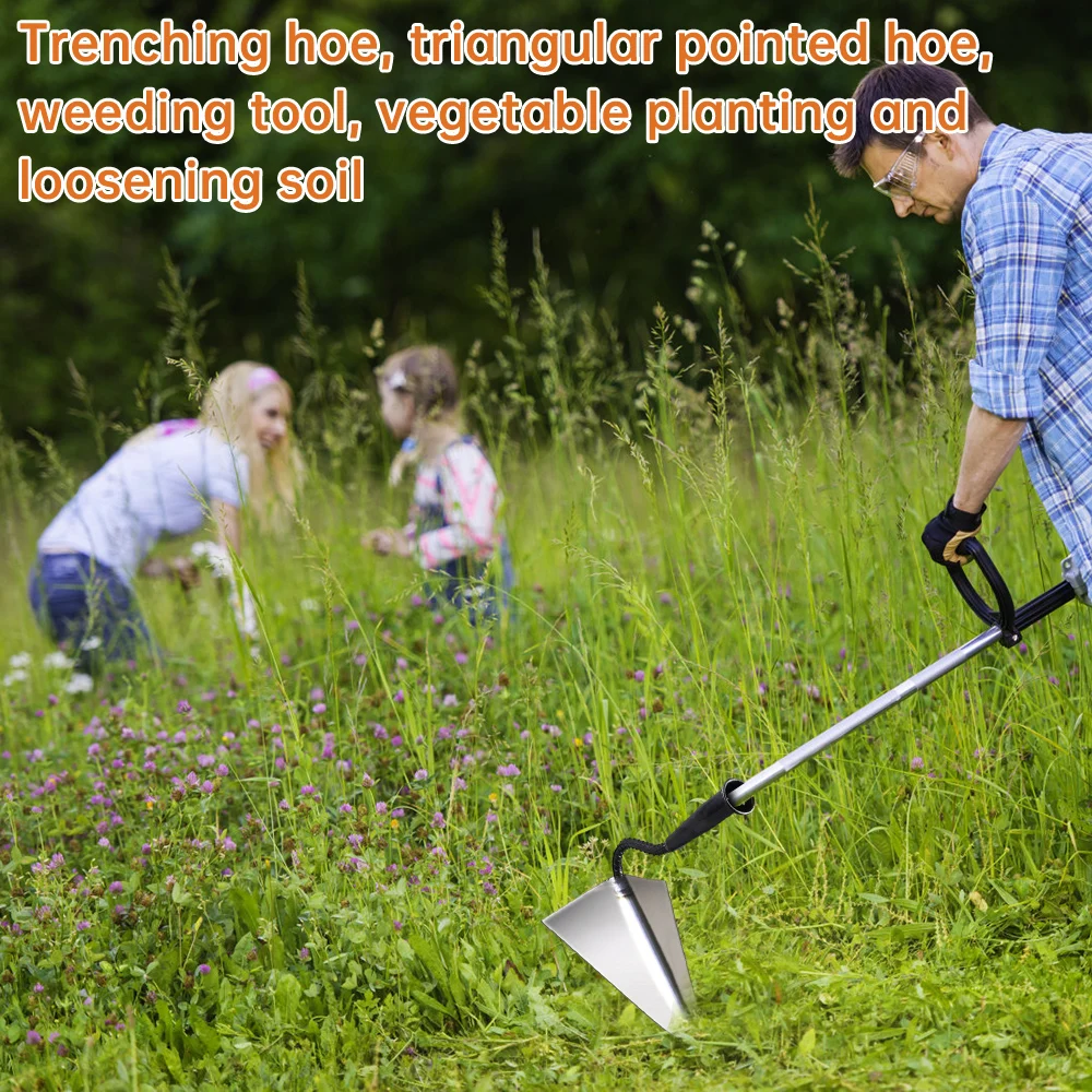 Farm Tools Hoes Household Vegetable Planting Triangle Furrow Hoe Small Tip Hoe Agricultural Land Turning Loose Soil Triangle Hoe