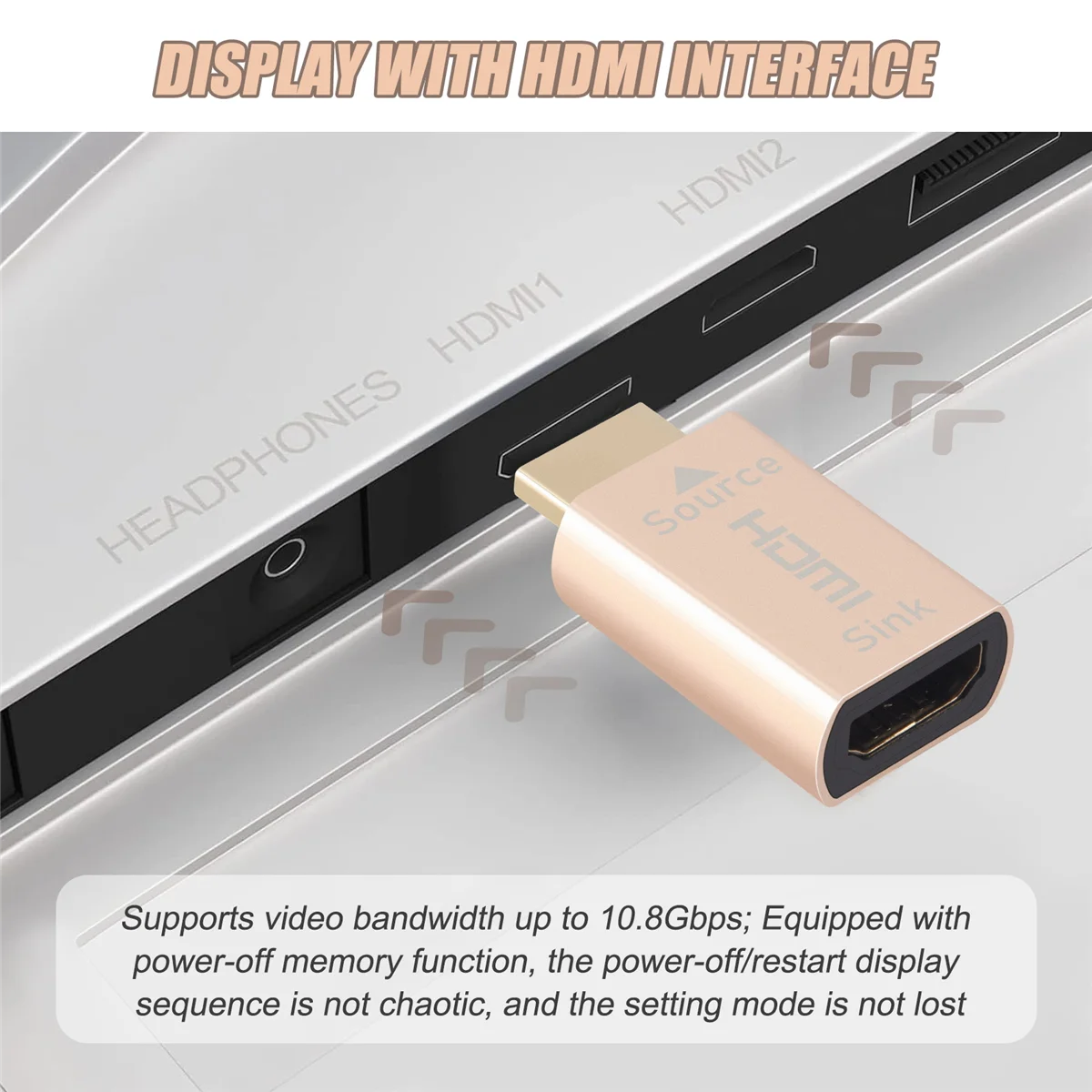 Soporte de señal de pantalla de bloqueo HDMI, adaptador Virtual KVM HDMI2.0, EDID DDC, enchufe simulado para emulador de pantalla HDMI, hasta 3840x2160