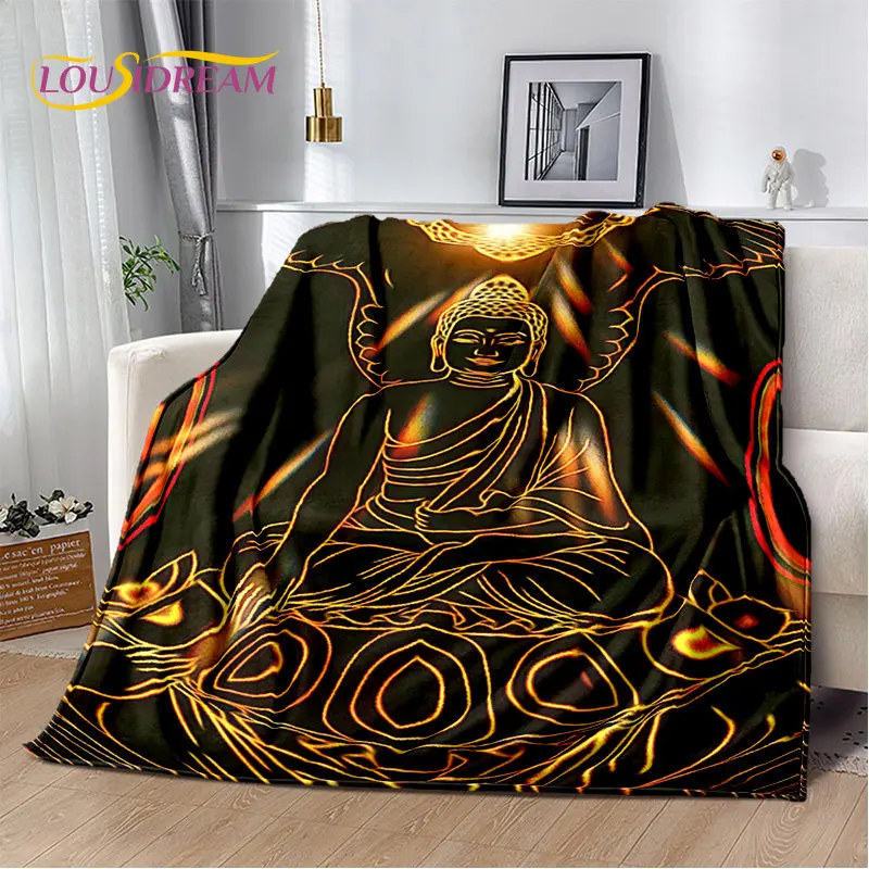 Manta de felpa suave de Buda Sakyamuni, budismo, fe, religión, manta de franela para sala de estar, dormitorio, cama, sofá, rezar