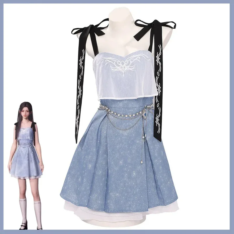 2025 aaa 애니메이션 러브 앤 딥스페이스 히로인 제인 자비에르 라파엘 코스프레 의상 블루 프린세스 드레스 가발 여성 섹시 가면 무도회 의상