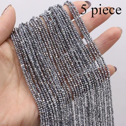 5 Piece 3mm Silver Natural Stone Small Round Beads  Faceted Loose Spacer for Jewelry Making DIY Bracelet Necklace Accessory 38cm