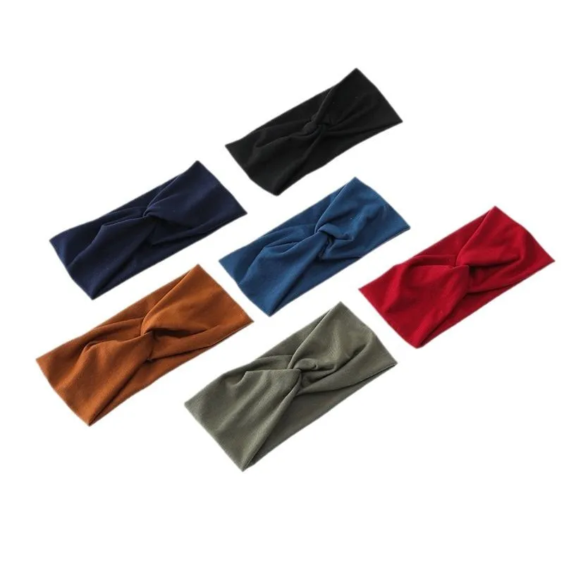 

Solid Color Wide Edge Headband Anti Slip Headband for Women Elastic Sweat Absorbing Soft Makeup Twisted Headband Yoga Headwear