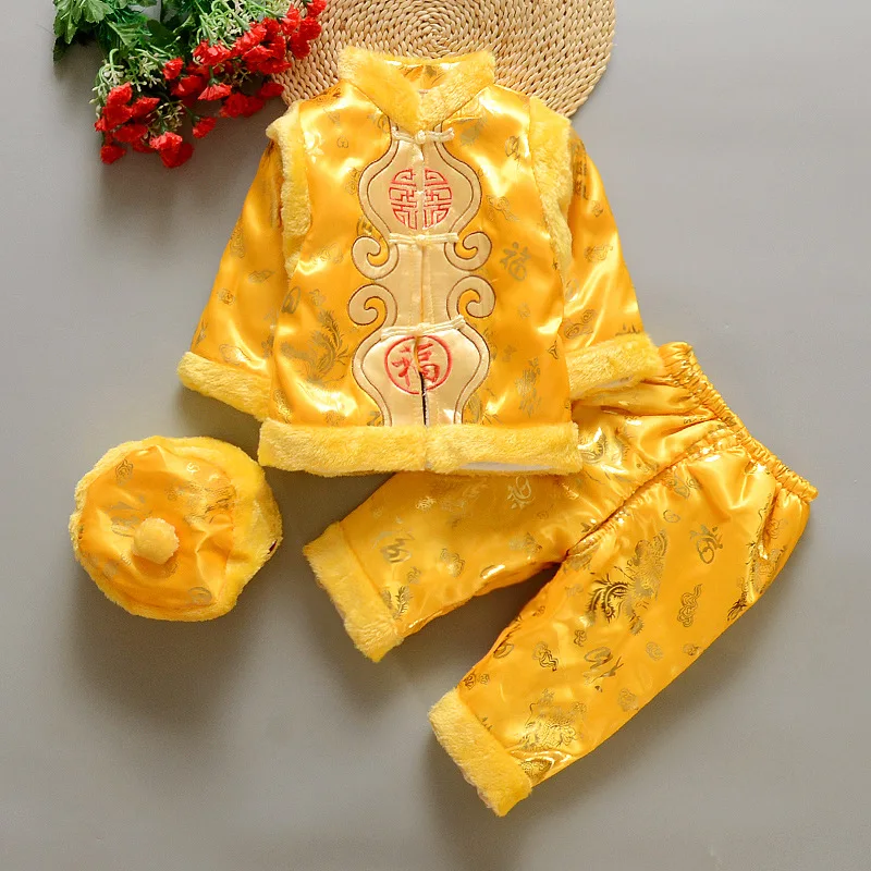 

Ancient Chinese Traditional Hanfu Costumes for Newborn Embroidery Winter Baby Boys Girls Red New Year Birthday Gift Tang Suit