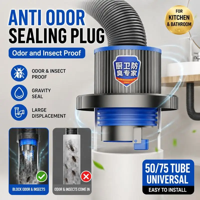 Stainless Steel Drain Deodorizer Stopper Anti Odor Bug Proof Leak Free For Kitchen Sink Bathroom Washer