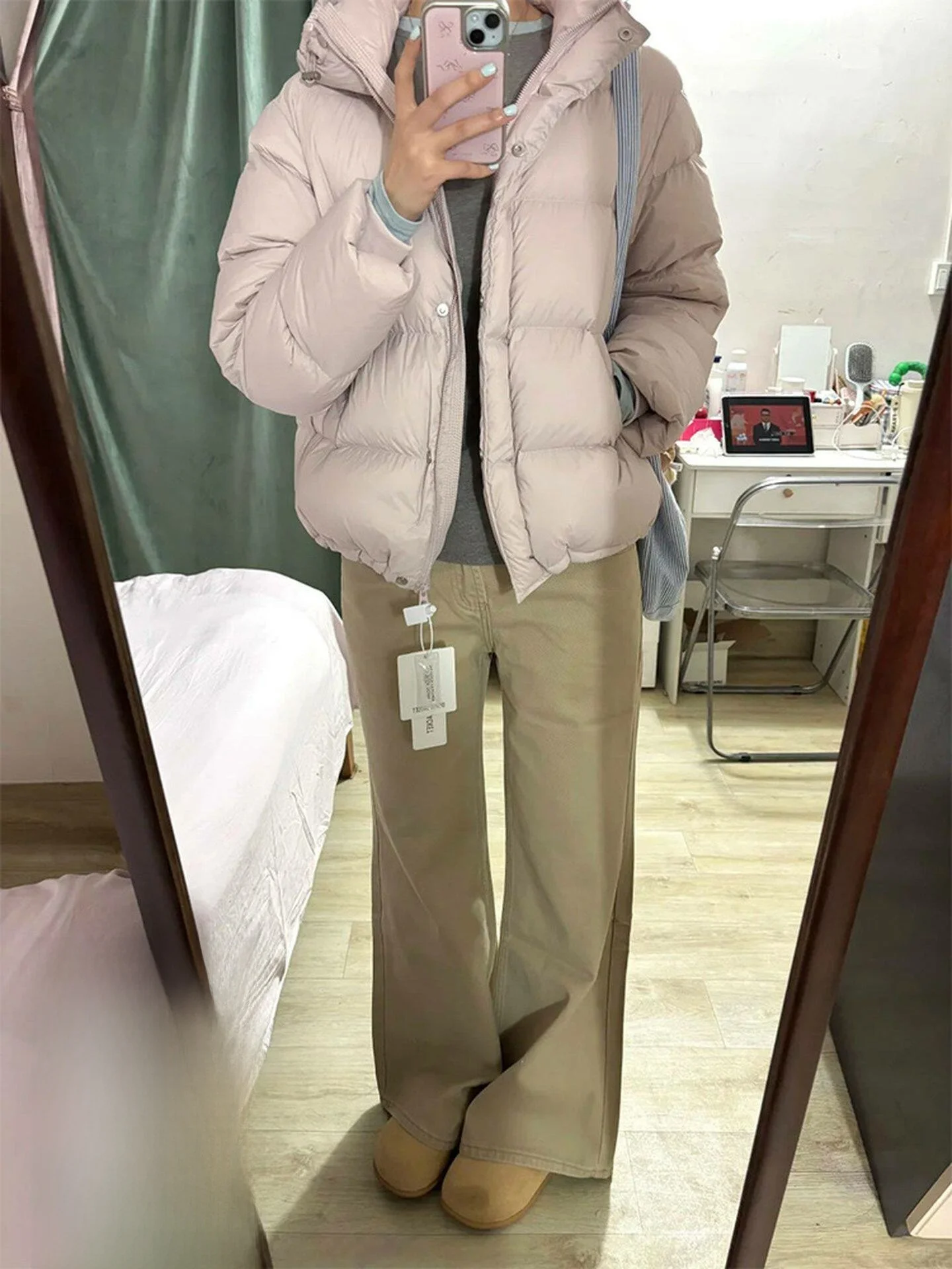 

Новые летние женские джинсы в американском стиле: тонкие, свободные, цвета хаки, с высокой талией, широкими штанинами, прямые, на молнии