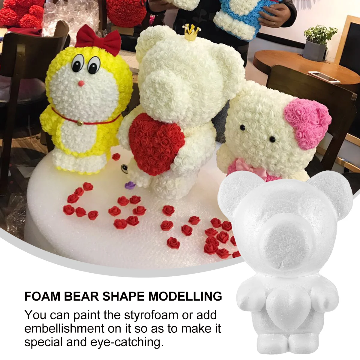 Schaummodell DIY Bärenform Polystyrolform Hochzeit Form Modellierung Weiß Handwerk