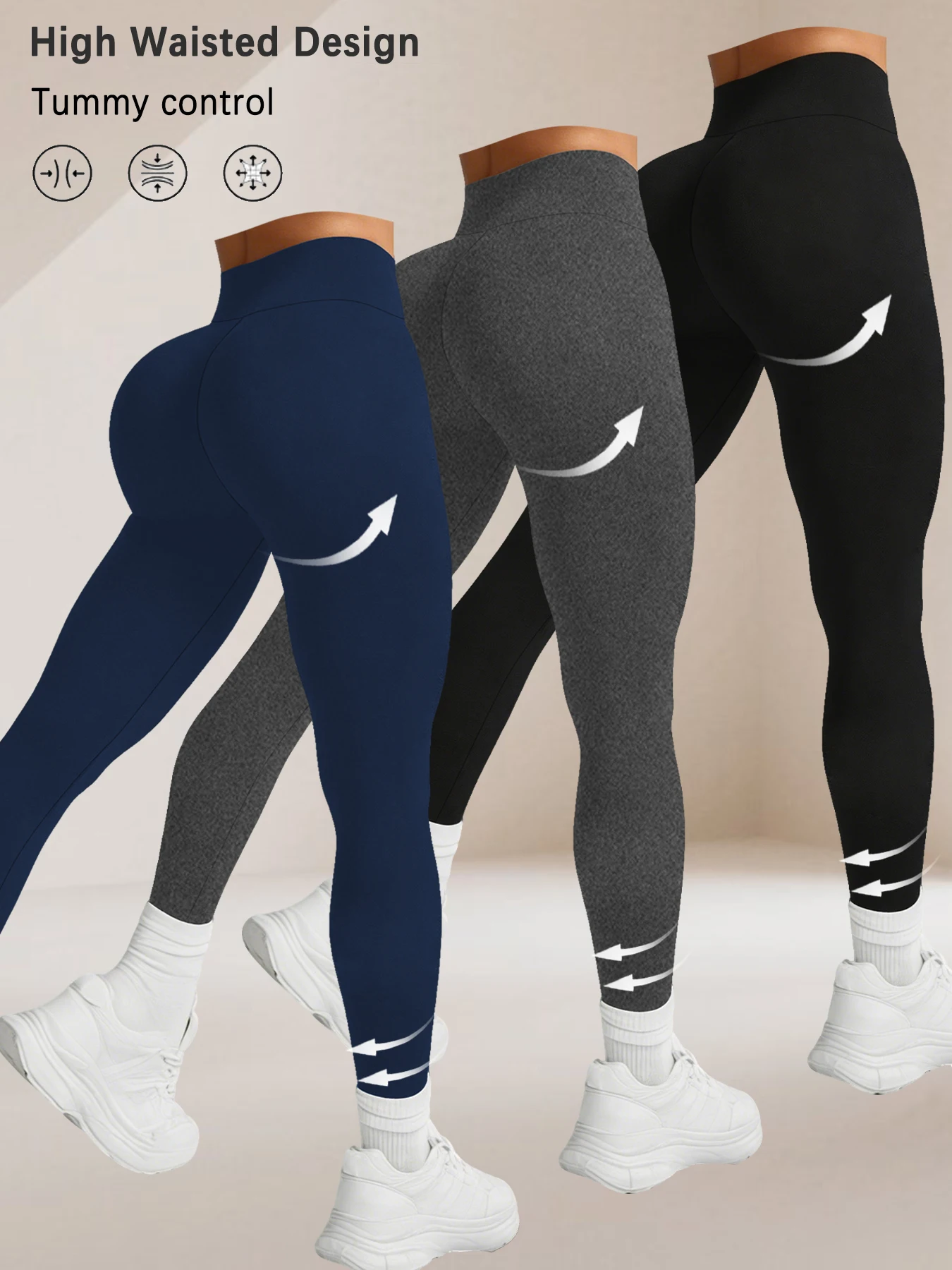 3 Pack High Waisted Women's Leggings with Tummy Control-Super Soft Comfortable Fit for Yoga Running Workout and Daily Activities