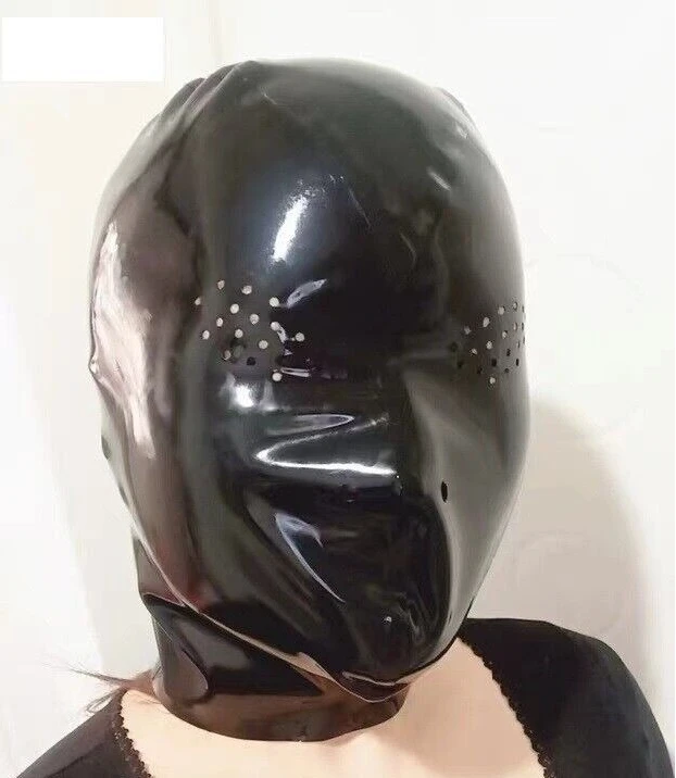 

Latex Mask with Rubber Visor, Zipper on The Back, Mesh Eyes