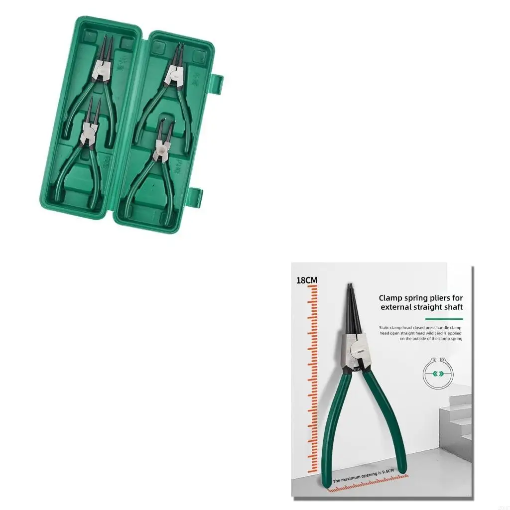

203C Industrial Grade Circlip Pliers Carbon Steel Durable Accurate and Straight Curved Nozzle Spring Pliers Set 4PCS