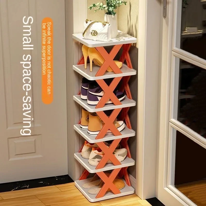 saving seam storage shoe cabinet Home storage shoe shelf narrow folding shoe shelf at the door small office dormitory space