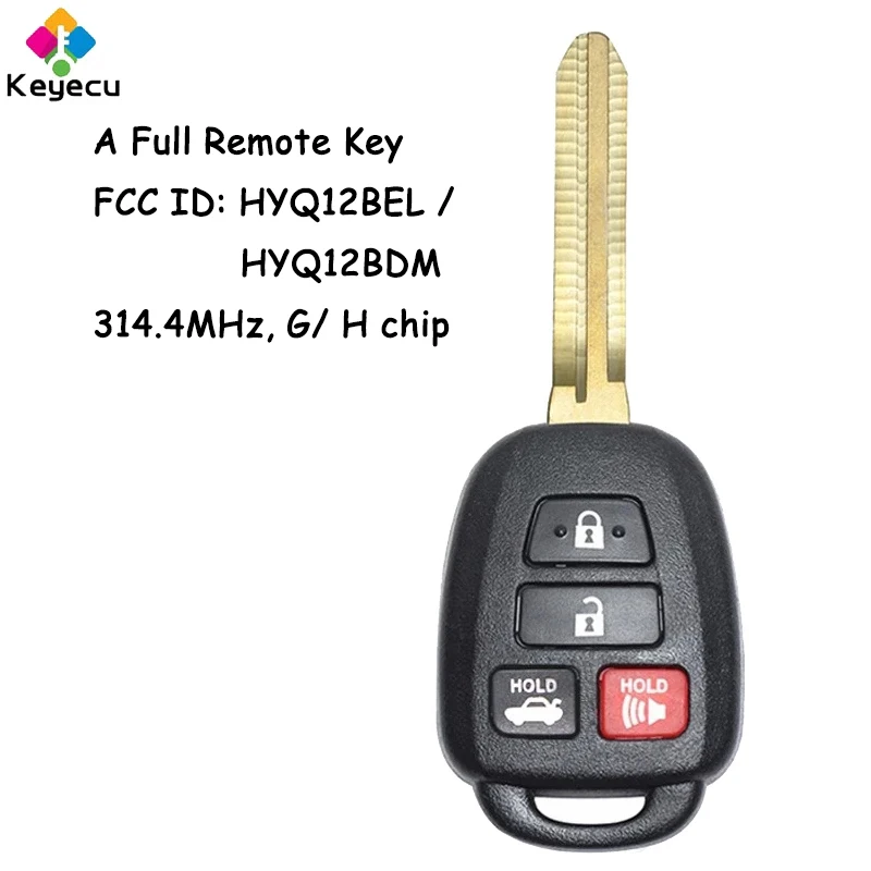 

KEYECU Remote Head Car Key With 4 Buttons G H Chip for Toyota Camry Corolla 2012 2013 2014 2015 2016 2017 Fob HYQ12BDM HYQ12BEL