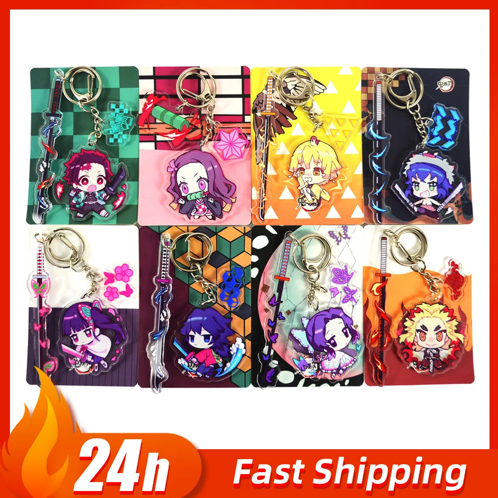 Demon Slayer Anime Peripheral Acrylic weapons Keychains Kamado Tanjirou Kamado Nezuko Backpacks Pendants Ornaments Boy Gift Toys