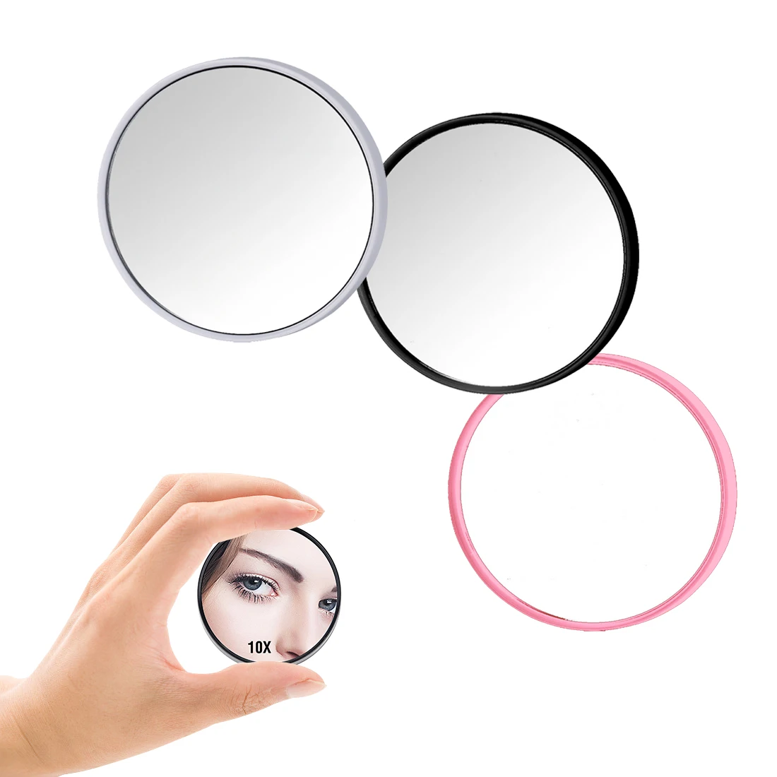 TSBathroom-Petit miroir de maquillage U499, écran tactile, 10 fois ventouse, loupe, petit miroir rond portable, mini miroir de maquillage