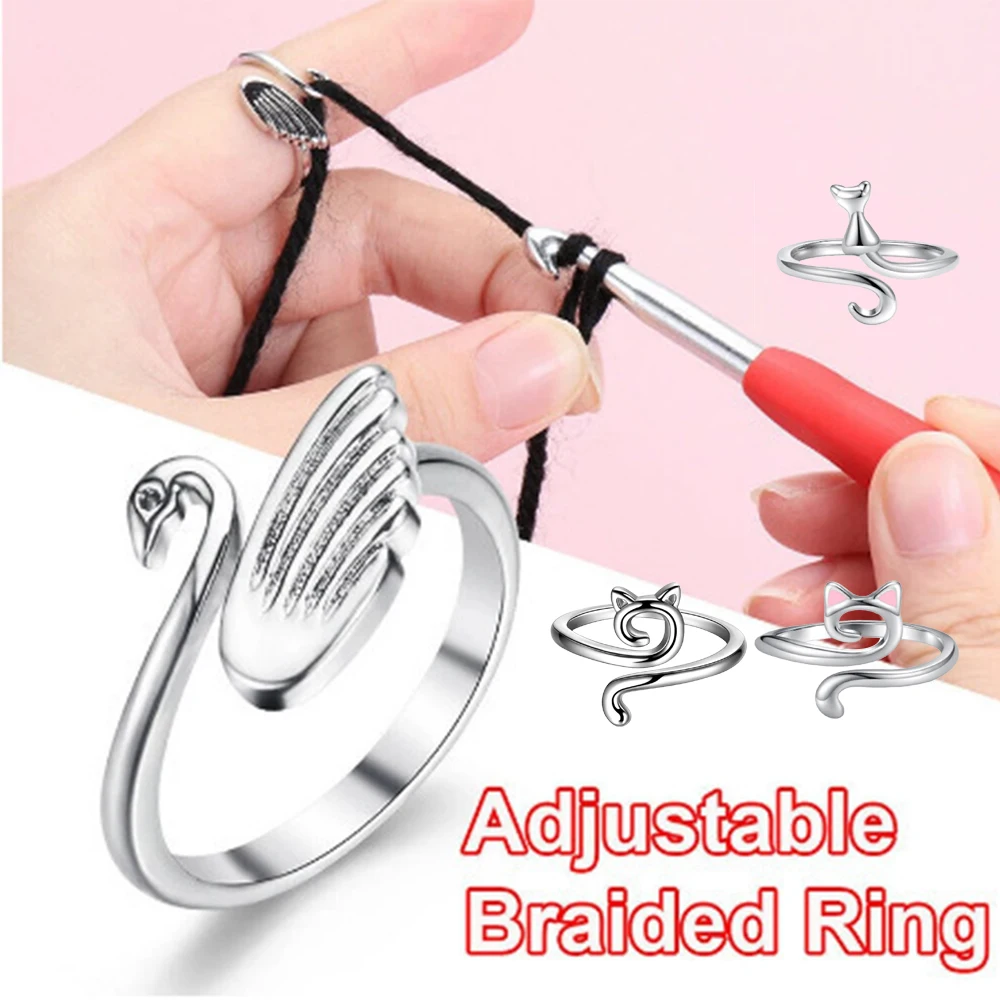 Adjustable Knitting Loop Crochet Loop Peacock Type Knitting Ring Finger Wear Thimble Knitting Tools Craft Sewing Accessories