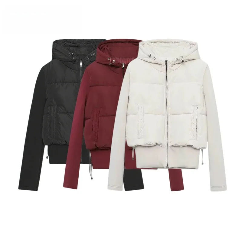 

Bla Zipper Slim Fit Jaet Autumn Winter New Sle Casual Waist Cinched Hooded Cotton Coat Versatile Commute Long Sve