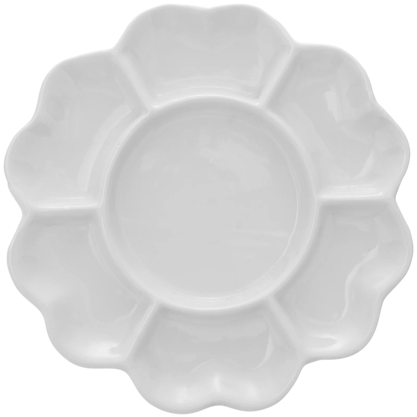 Portable Plum Blossom Ceramic Watercolor Palette Space Saving Paint Tray for Artists Students Kids Painting on The Go