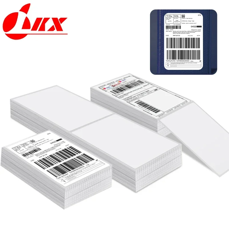 LKX 4x6 Inch Direct Thermal Labels Printer Paper Fan-Fold Labels Shipping Supplies Waterproof for 241BT 246S Nimbot D11 Printer