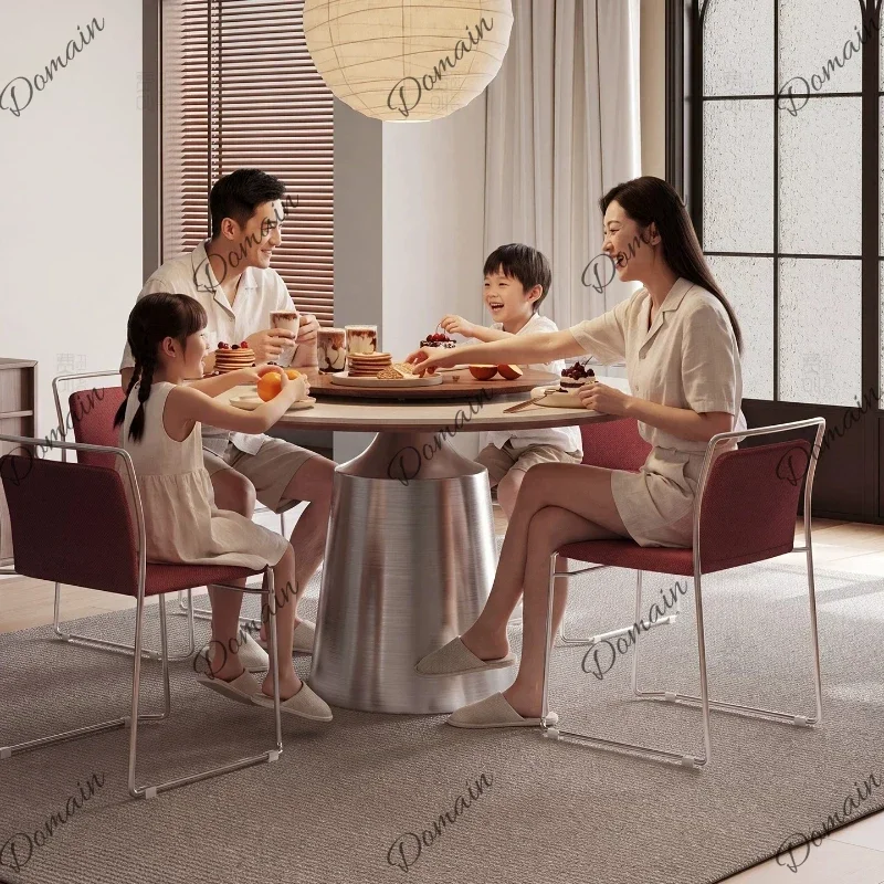 CZ Luxury Slate Round Dining Table Modern Simple Home Premium Kitchen Dining Tables Stone Slab Pliante Side Desk Home Furniture