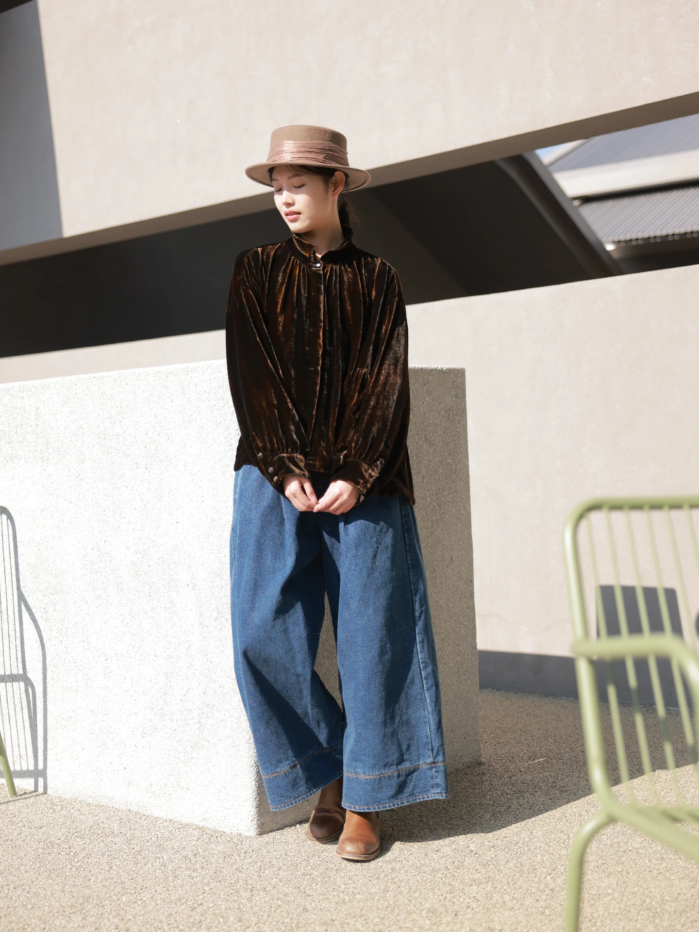 

Джинсы женские из чистого хлопка, оригинальный дизайн, весна-осень, широкие штанины, повседневные, стройнящие, синие, из хлопкового твила