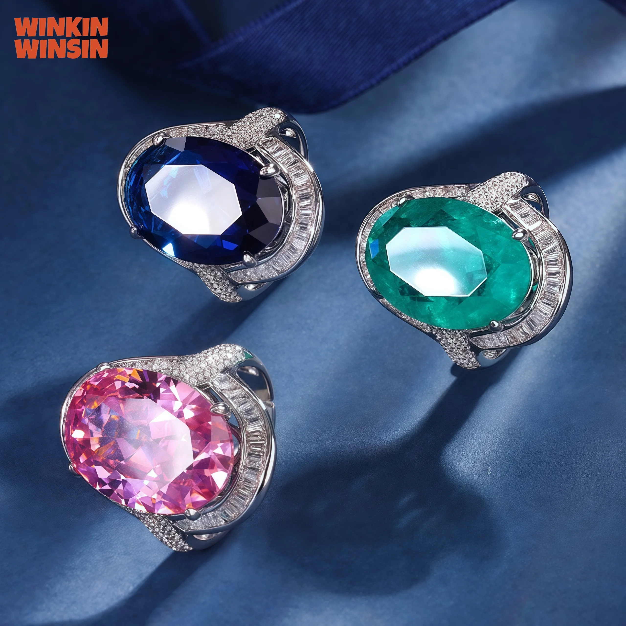 

WINKIN WINSIN Brand MCT Healthy Copper Jewelry Copper Base Gold Plated Simulated Colored Gemstone Luxury Temperament Ring