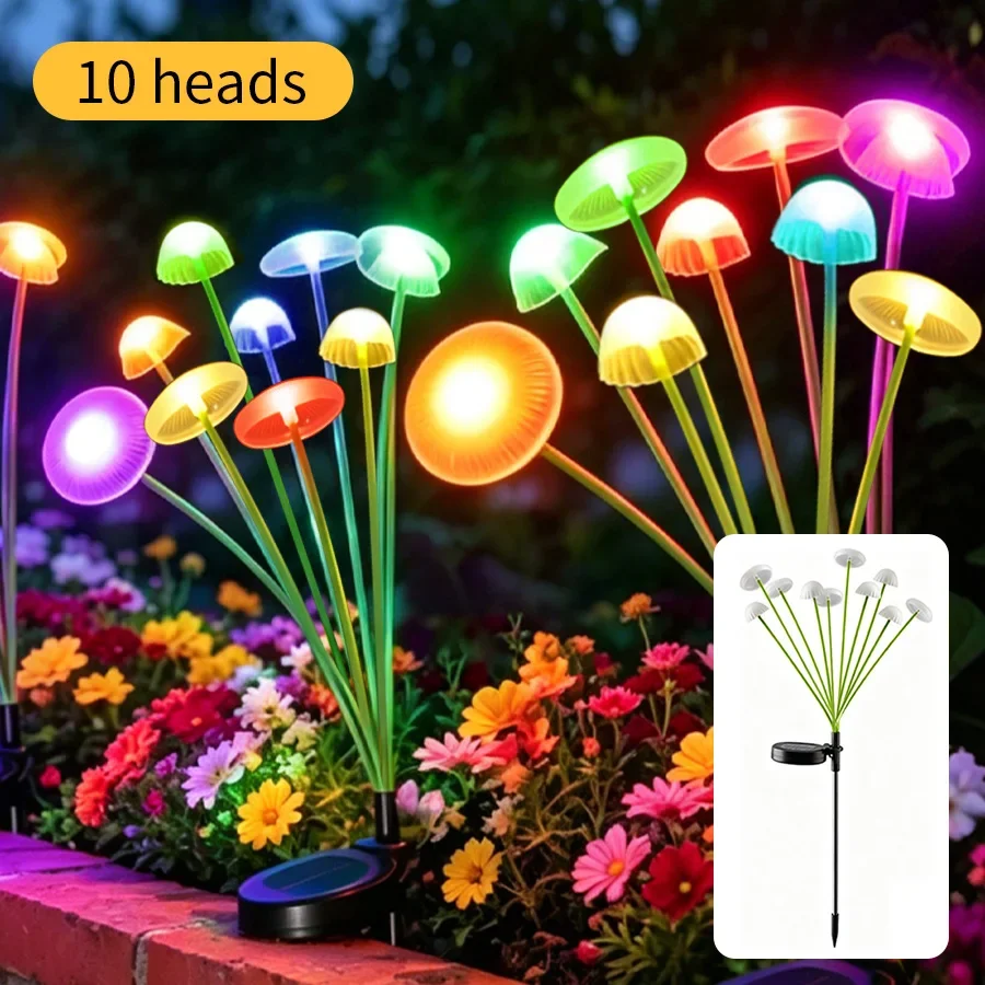 Solar-LED-Rasenlampe, Gartenbeleuchtung, Quallenform, wasserdicht, für den Außenbereich, dekoratives Landschaftslicht, automatisches Ein- und Ausschalten für den Hofweg