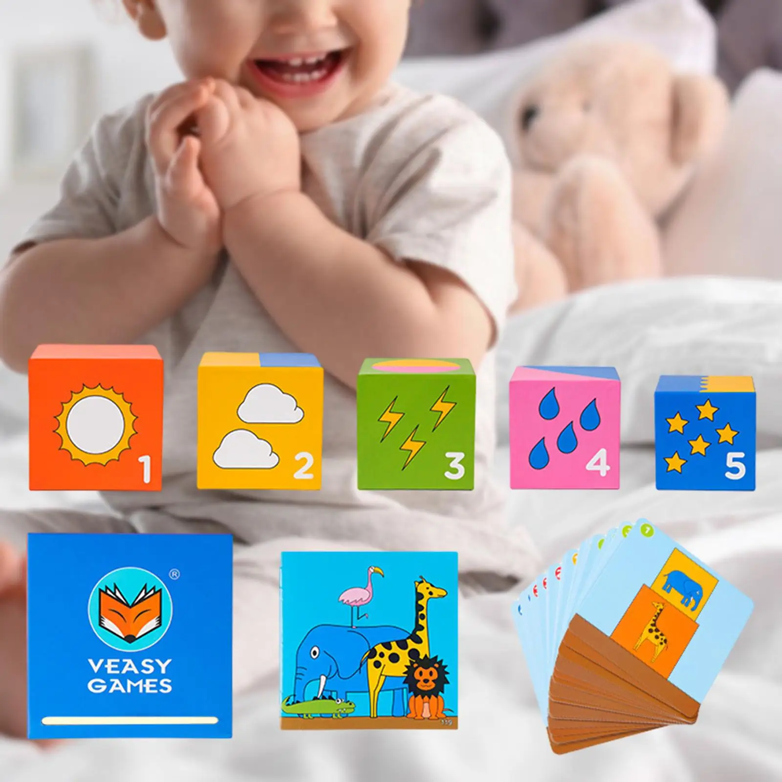 Jouet de tri de formes de couleurs avec 20 cartes, jouet sensoriel d'apprentissage préscolaire pour 1-3