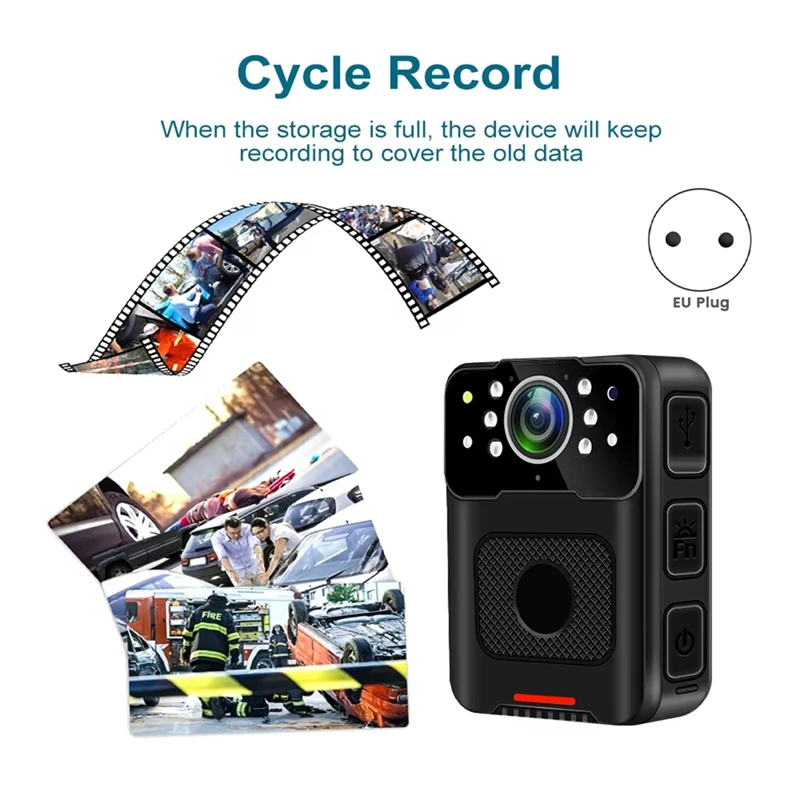 كامل مقاوم للماء كاميرا يمكن حملها بالجسم 1080P ملف التشفير الأشعة تحت الحمراء للرؤية الليلية كام كاميرا Bodycam صغيرة إنفاذ القانون DVR الاتحاد الأوروبي التوصيل