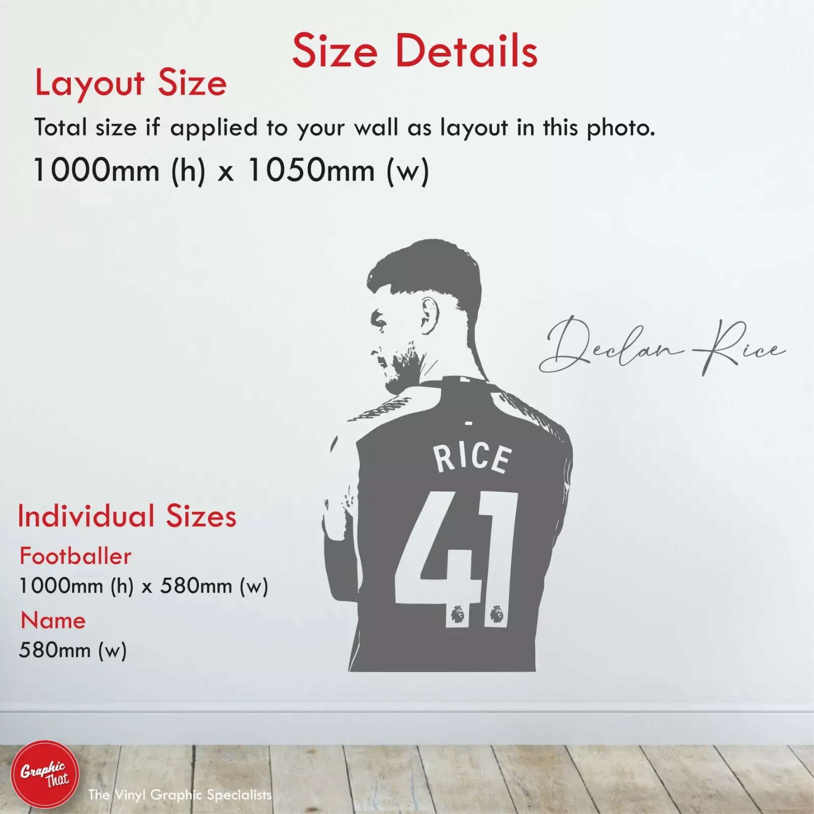 Declan Rice   football soccer  self-adhesive  removable Wall Sticker Art  Decal Mural   Decor