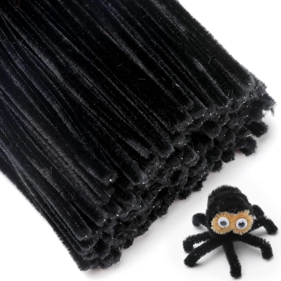 Pipe Cleaners, 300pcs Pipe Cleaners Black, 11.8 Ins Pipe Cleaners Craft, Chenille Stems, Great for DIY Arts and Crafts Projects