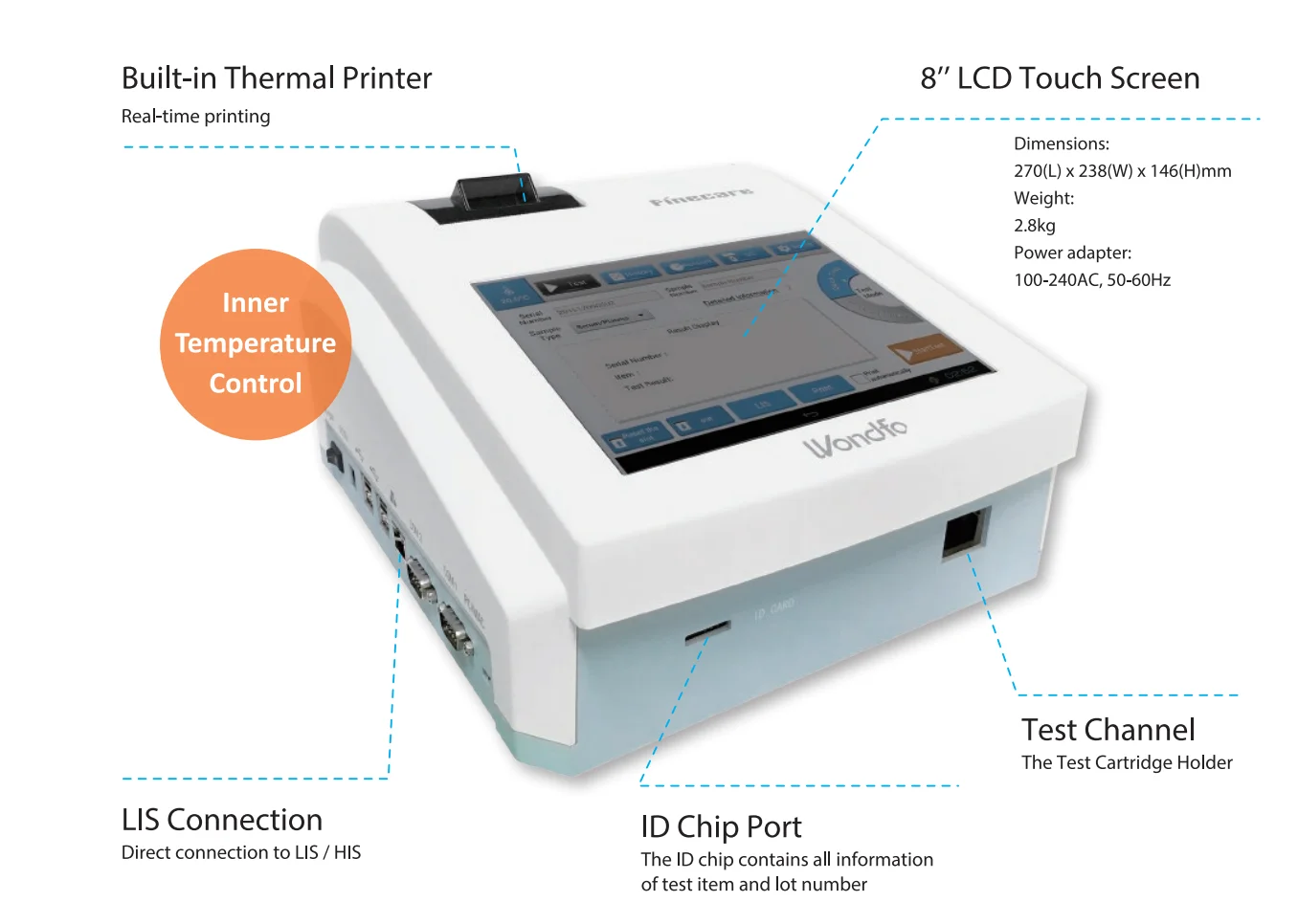 Hormone analyzer machine immunofluorescence  HBA1C CEA PSA T3 LH  