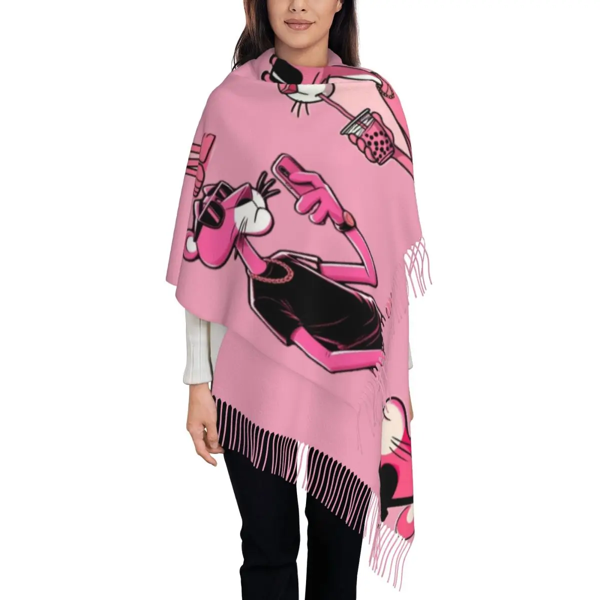 

Custom Print P-Panthers Cartoon Scarf Women Men Winter Fall Warm Scarves Shawls Wraps