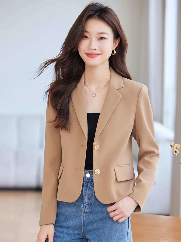 

Women's Casual Suit Jaet 2025 New Sle Spring Autumn Faionable Small Size High-Quali Ele ort Length Polyester
