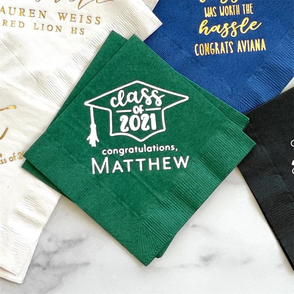 50PCS Personalized Graduation Napkins, High School Grad, College Graduate, Personalized Napkins, Grad Party Decor, Class of 2023