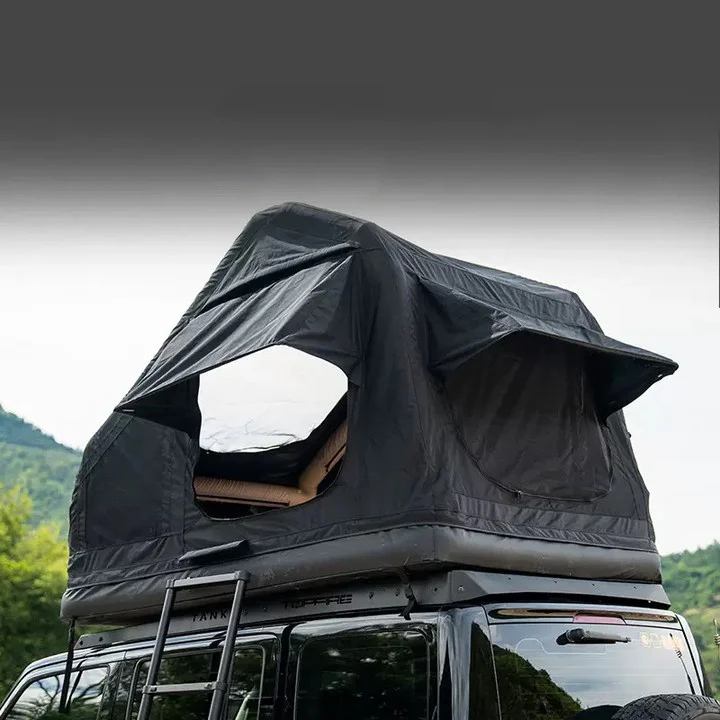 Outdoor Camping Inflatable Rooftop Tent 2.3 m Aluminum Telescopic Ladder Four-Season Waterproof Double Layer 280G Canvas Cars
