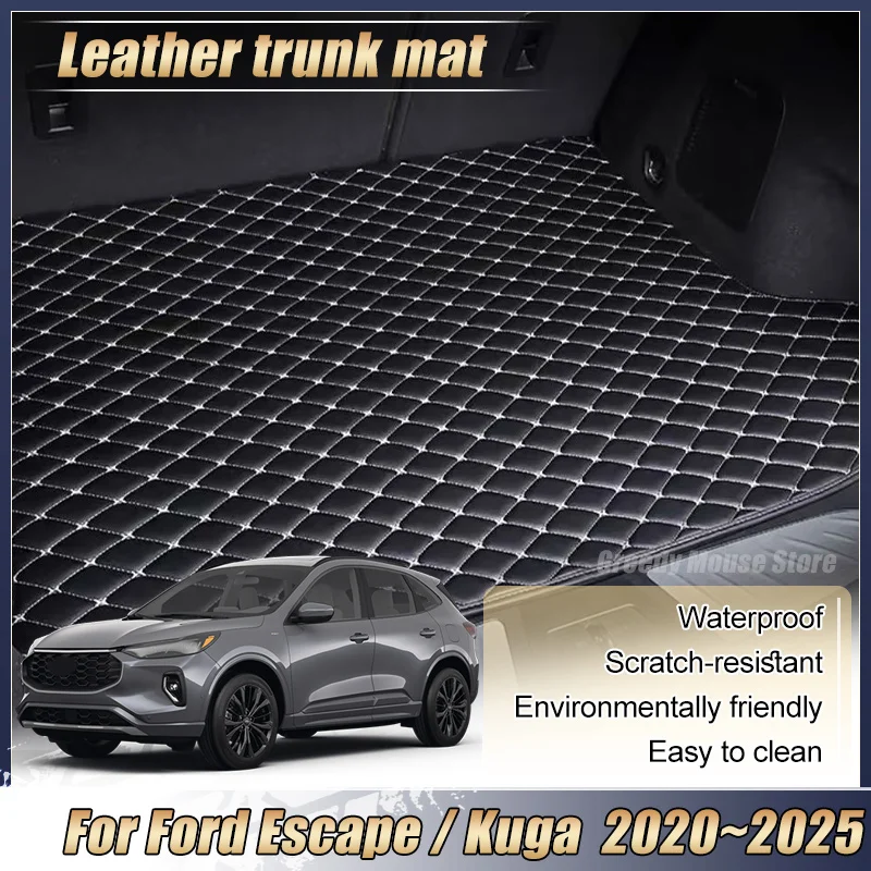 

For Ford Escape 2023 Kuga 2020~2025 Leather Car Trunk Pad Cargo Boot Carpet Anti Dirty Protective Mat Easy Clean Car Accessories