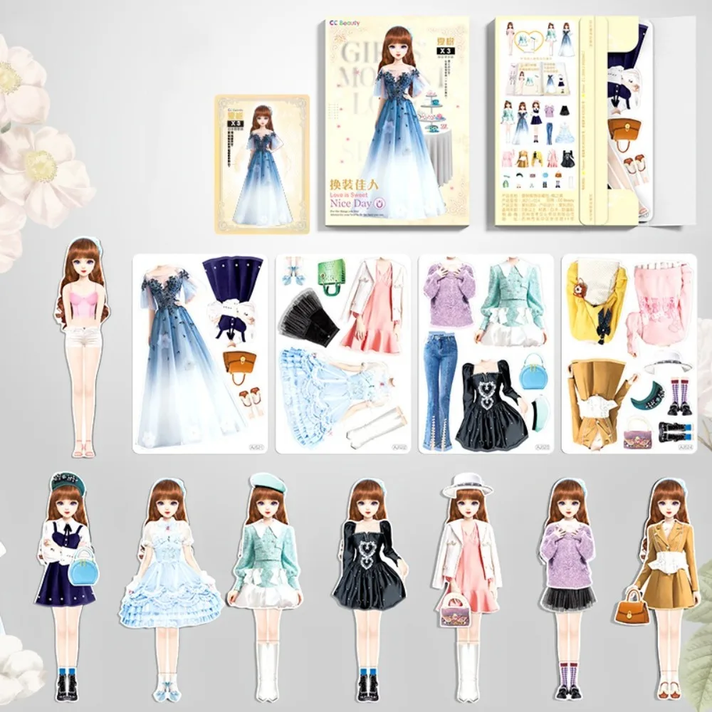 Created Imagine Magnetic Dress Up Dolls Magnet Clothes Paper Dolls Dress-Up Stickers Cartoon Pretend Play