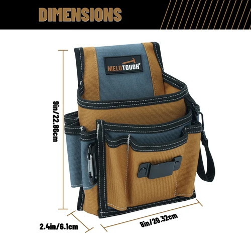 Imagen 2 del producto Bolsa de herramientas pequeña para electricista, bolsa de herramientas para cinturón de herramientas, funda para herramientas con múltiples bolsillos, organizador de herramientas con bolsa de construcción