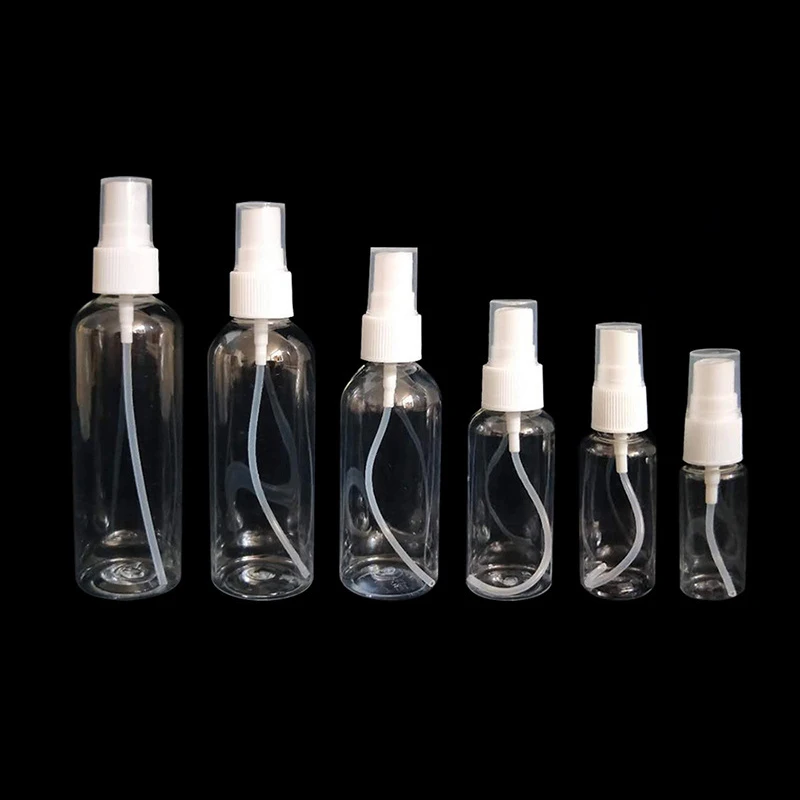 Travel Transparent Refillable Bottles Clear Plastic Perfume Atomizer Small Sprayer Bottle 10/50 /100/150/200/250/300/500ml