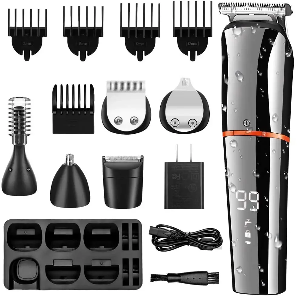 All in one hair trimmer for men, professional beard facial body clipper waterproof electric grooming nose ear trimmer